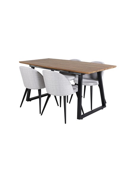 Matgrupp Inca med Velvet matstolar, 160 × 85 cm