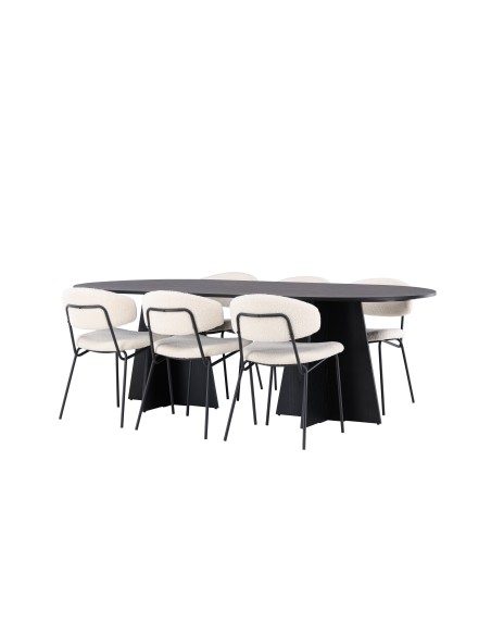 Matgrupp Bootcut med Chico matstolar, 230 × 115 cm