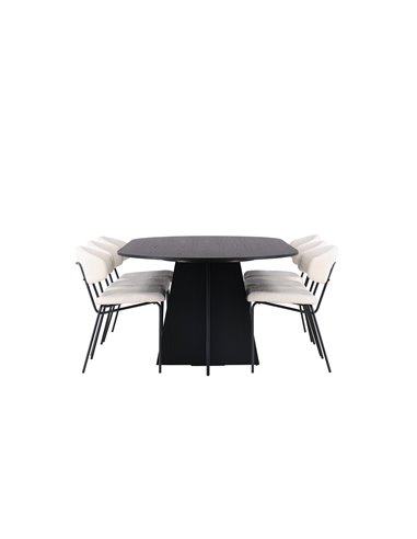 Matgrupp Bootcut med Chico matstolar, 230 × 115 cm
