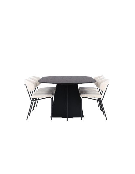 Matgrupp Bootcut med Chico matstolar, 230 × 115 cm