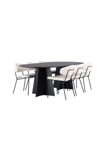 Matgrupp Bootcut med Chico matstolar, 230 × 115 cm