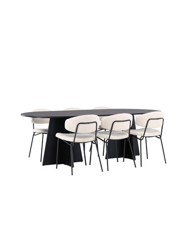 Matgrupp Bootcut med Chico matstolar, 230 × 115 cm