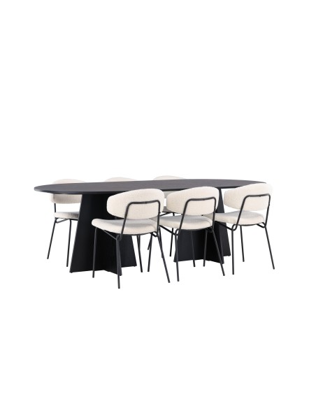 Matgrupp Bootcut med Chico matstolar, 230 × 115 cm