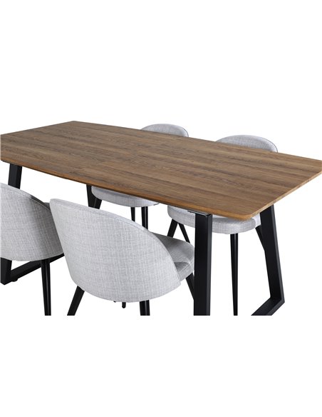 Matgrupp Inca med Velvet matstolar, 160 × 85 cm