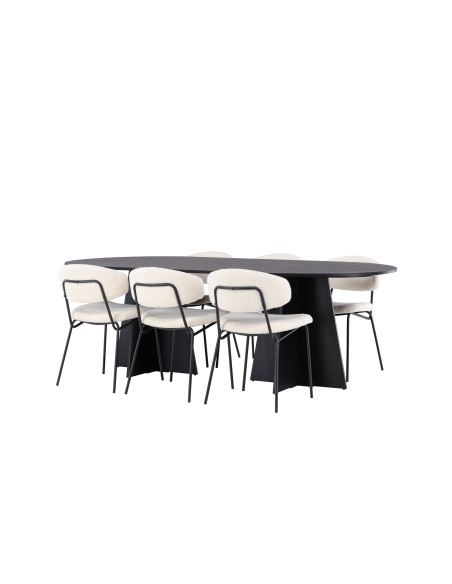 Matgrupp Bootcut med Chico matstolar, 230 × 115 cm