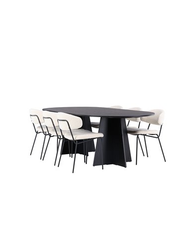 Matgrupp Bootcut med Chico matstolar, 230 × 115 cm
