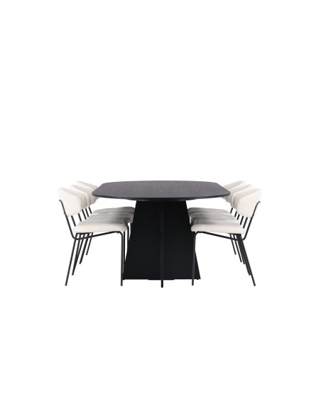 Matgrupp Bootcut med Chico matstolar, 230 × 115 cm