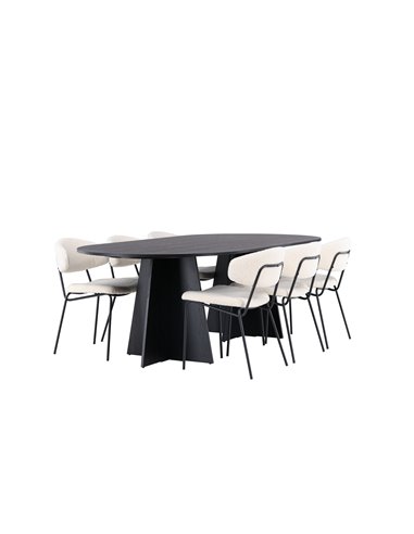Matgrupp Bootcut med Chico matstolar, 230 × 115 cm