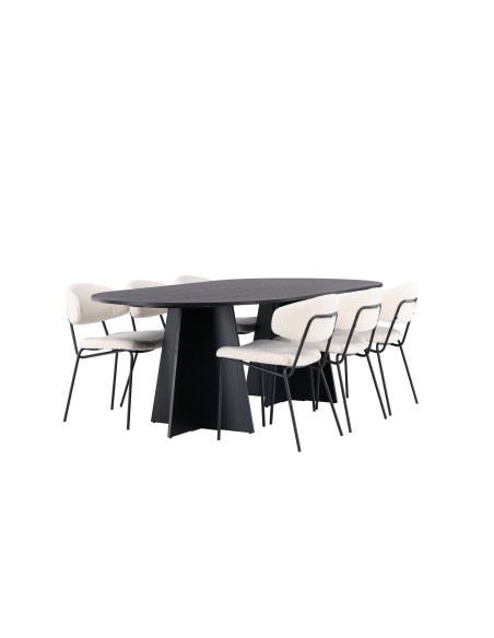 Matgrupp Bootcut med Chico matstolar, 230 × 115 cm