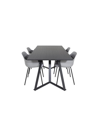 Matgrupp Marina med Comfort matstolar, 180 × 90 cm