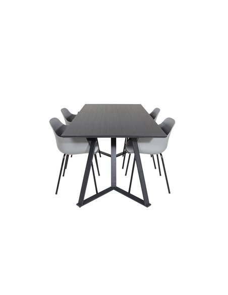 Matgrupp Marina med Comfort matstolar, 180 × 90 cm