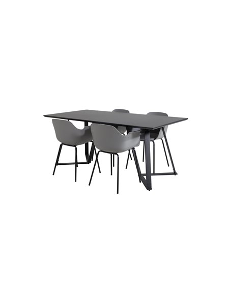 Matgrupp Marina med Comfort matstolar, 180 × 90 cm