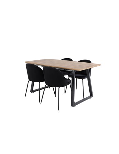 Matgrupp Inca med Wrinkles matstolar, 160 × 85 cm