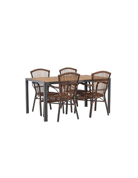 Matgrupp Break med Galera matstolar, 150 × 90 cm