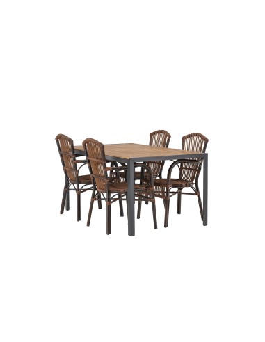 Matgrupp Break med Galera matstolar, 150 × 90 cm