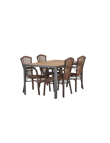 Matgrupp Break med Galera matstolar, 150 × 90 cm