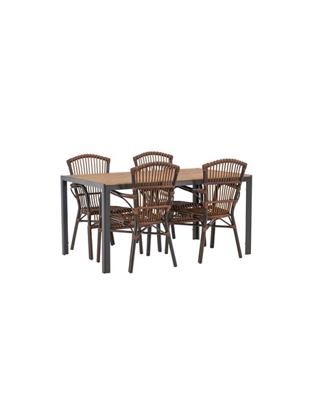 Matgrupp Break med Galera matstolar, 150 × 90 cm