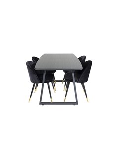 Matgrupp Inca med Velvet matstolar, 160 × 85 cm
