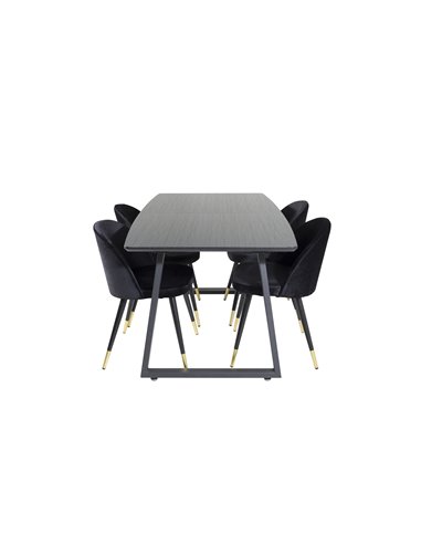 Matgrupp Inca med Velvet matstolar, 160 × 85 cm