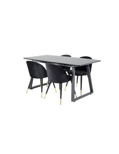 Matgrupp Inca med Velvet matstolar, 160 × 85 cm 2