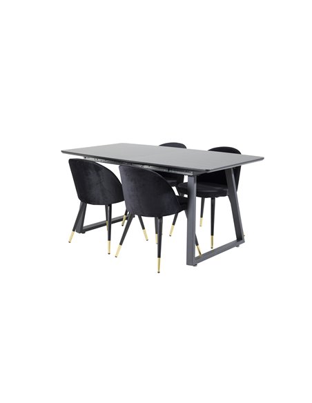 Matgrupp Inca med Velvet matstolar, 160 × 85 cm