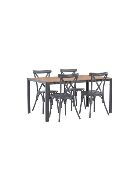 Matgrupp Break med Tablas matstolar, 150 × 90 cm