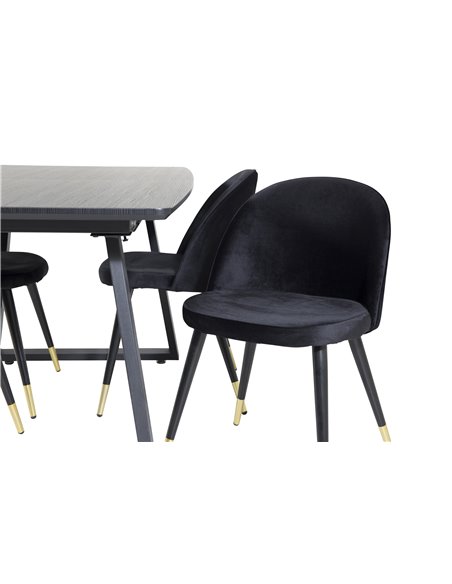 Matgrupp Inca med Velvet matstolar, 160 × 85 cm