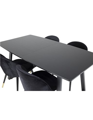 Matgrupp Inca med Velvet matstolar, 160 × 85 cm