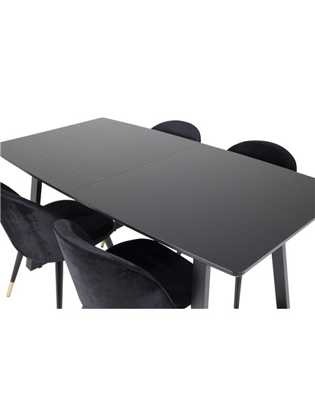 Matgrupp Inca med Velvet matstolar, 160 × 85 cm