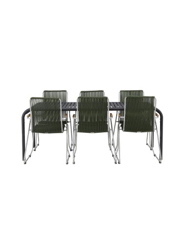 Matgrupp Borneo med Bois matstolar, 200 × 100 cm