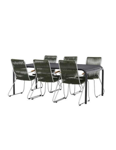 Matgrupp Borneo med Bois matstolar, 200 × 100 cm