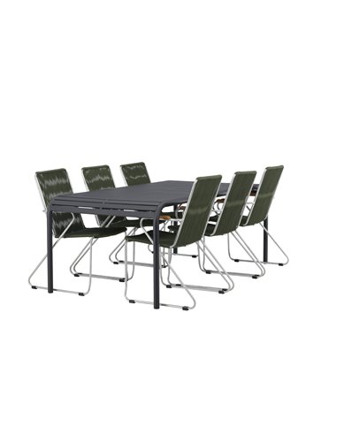 Matgrupp Borneo med Bois matstolar, 200 × 100 cm
