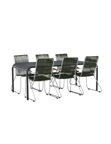 Matgrupp Borneo med Bois matstolar, 200 × 100 cm