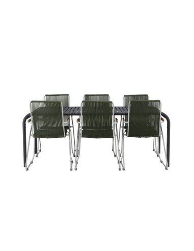 Matgrupp Borneo med Bois matstolar, 200 × 100 cm