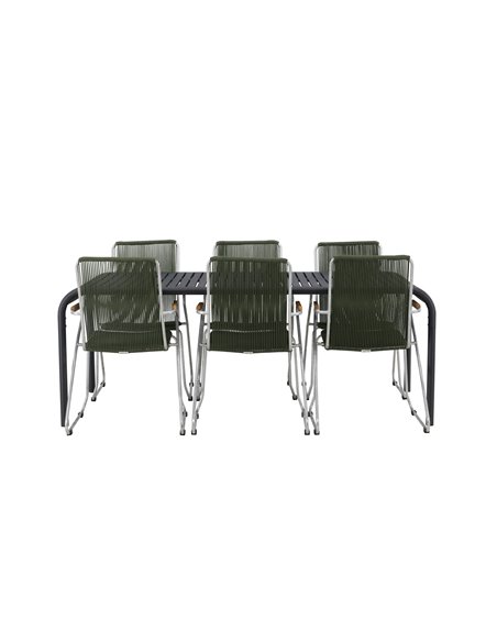 Matgrupp Borneo med Bois matstolar, 200 × 100 cm