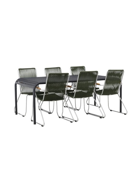 Matgrupp Borneo med Bois matstolar, 200 × 100 cm