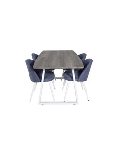 Matgrupp Inca med Velvet matstolar, 160 × 85 cm
