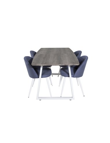 Matgrupp Inca med Velvet matstolar, 160 × 85 cm