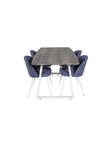 Matgrupp Inca med Velvet matstolar, 160 × 85 cm