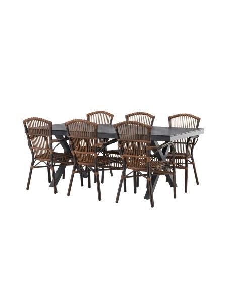 Matgrupp Garcia med Galera matstolar, 200 × 100 cm