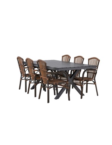 Matgrupp Garcia med Galera matstolar, 200 × 100 cm