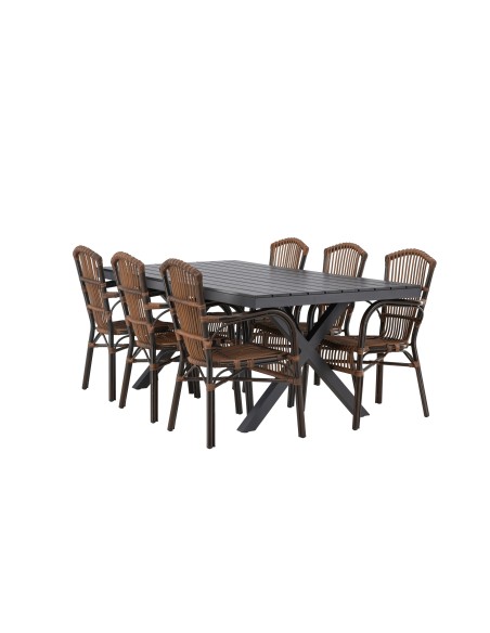Matgrupp Garcia med Galera matstolar, 200 × 100 cm