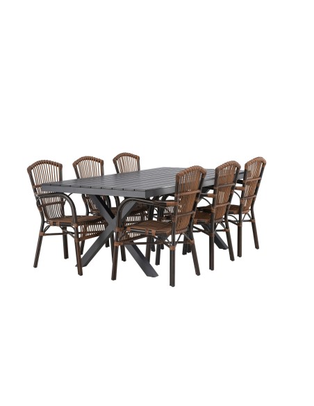 Matgrupp Garcia med Galera matstolar, 200 × 100 cm