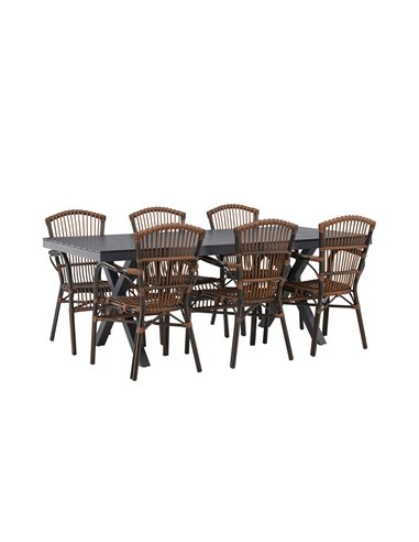 Matgrupp Garcia med Galera matstolar, 200 × 100 cm
