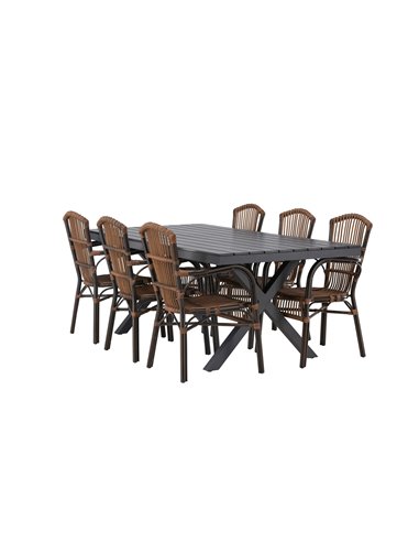 Matgrupp Garcia med Galera matstolar, 200 × 100 cm