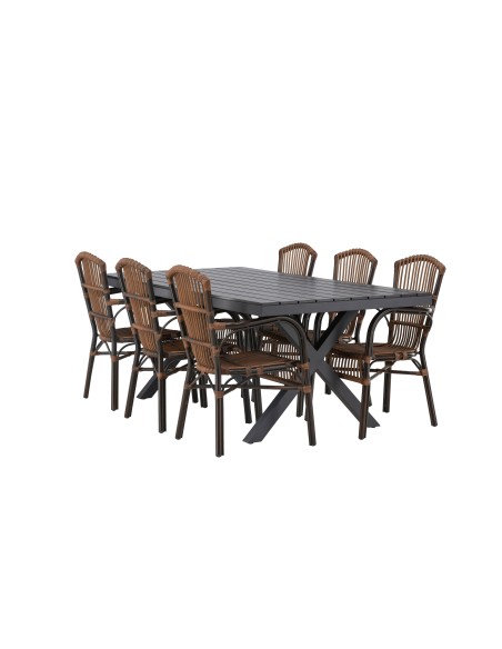 Matgrupp Garcia med Galera matstolar, 200 × 100 cm