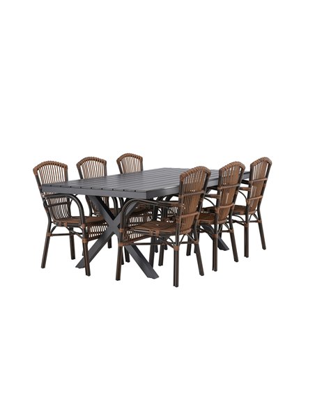 Matgrupp Garcia med Galera matstolar, 200 × 100 cm