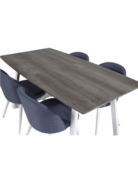 Matgrupp Inca med Velvet matstolar, 160 × 85 cm