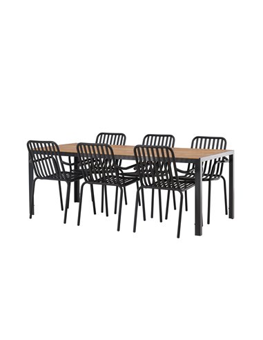 Matgrupp Break med Peking matstolar, 205 × 90 cm