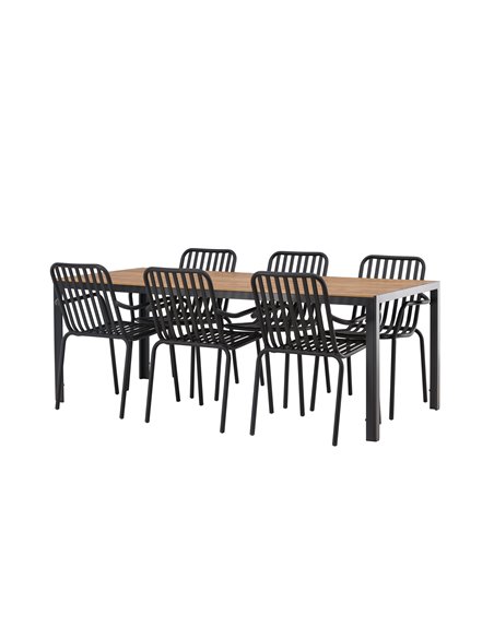 Matgrupp Break med Peking matstolar, 205 × 90 cm